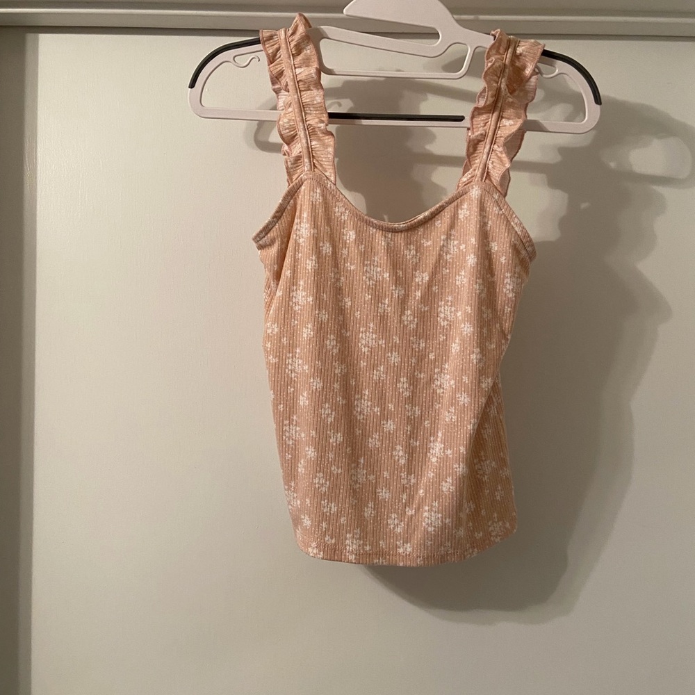 Floral Ruffle Strap Camisole - Cream